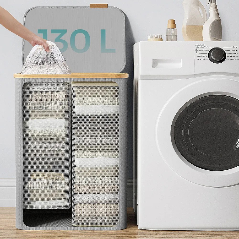 Műanyag szennyestartó kosár, szürke