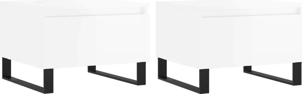 vidaXL 2 db magasfényű fehér szerelt fa dohányzóasztal 50 x 46 x 35 cm