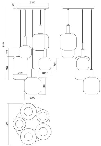 Redo 01-3214 - Csillár zsinóron BRINA 5xE27/23W/230V