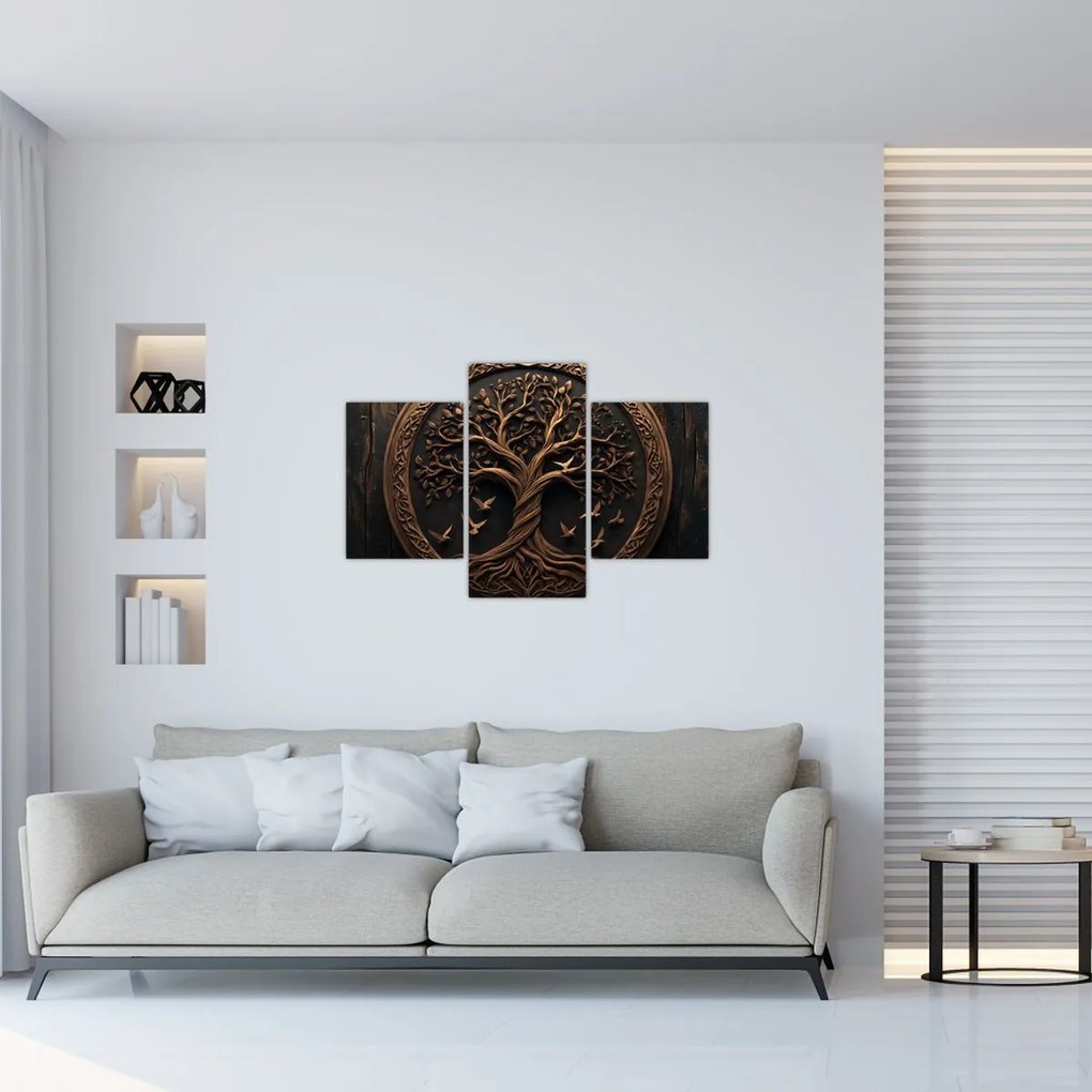 Kép – Fából készült életfa (90x60 cm)
