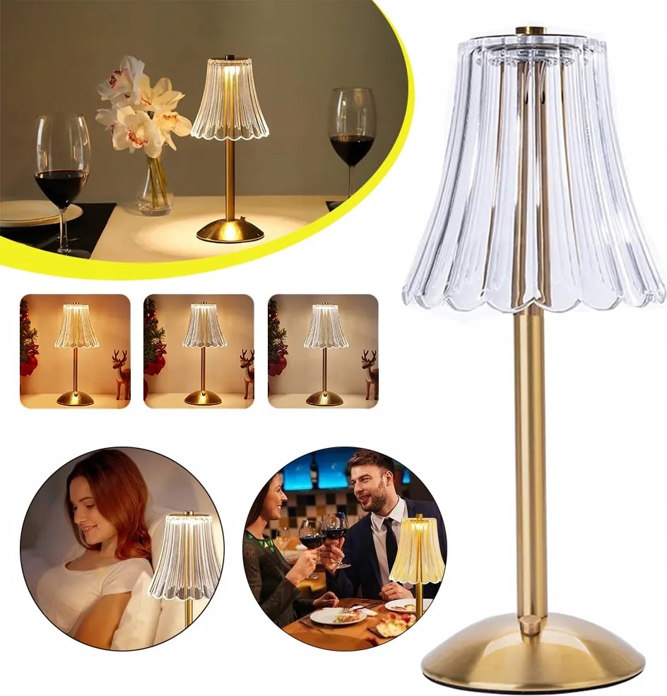 Vintage Vezeték Nélküli Led Asztali Lámpa, 3 Szín, Érintőképernyős, Szabályozható