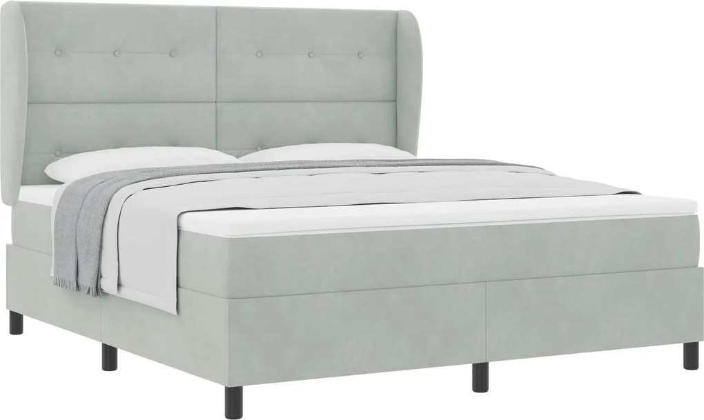 vidaXL Boxrugós ágy matracmal Világosszürke 200 x 180 cm Poliészter