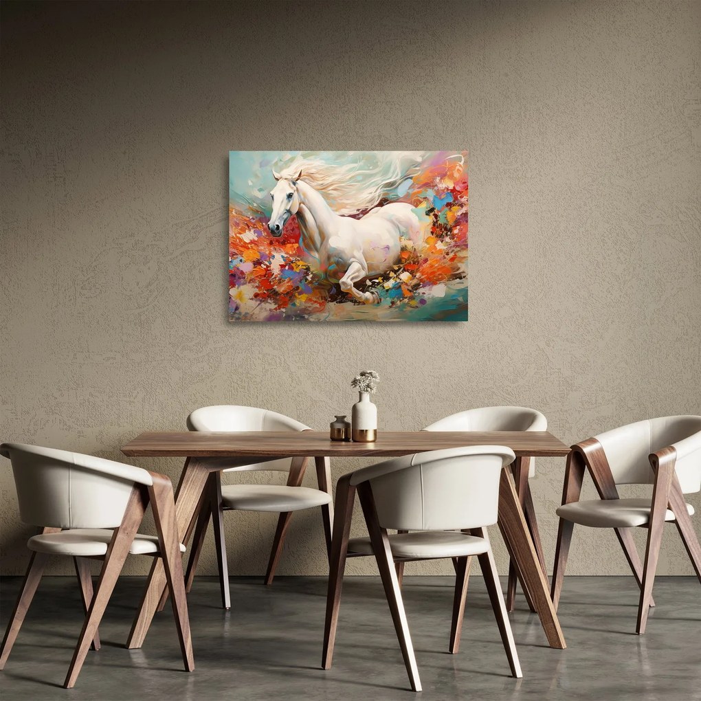 Üveg kép - Egy ló festése (70x50 cm)