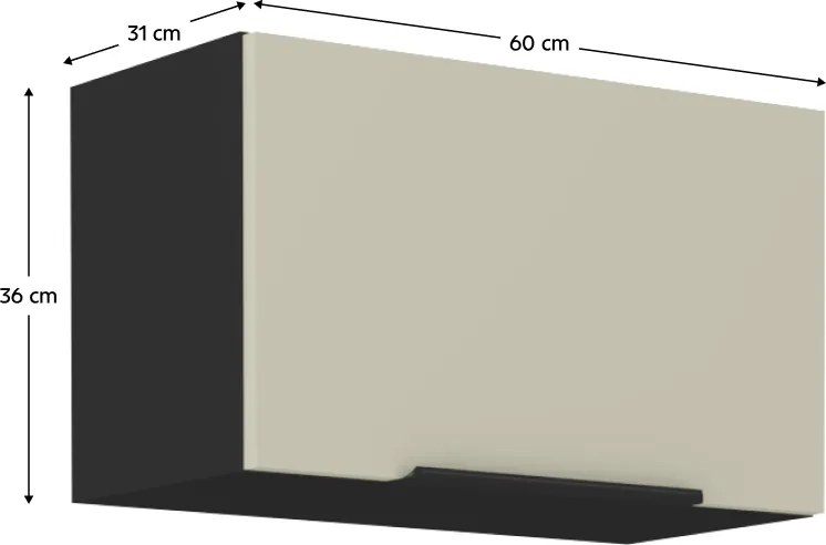Felső szekrény, kasmír/fekete, ARAKA 60 GU-36 1F