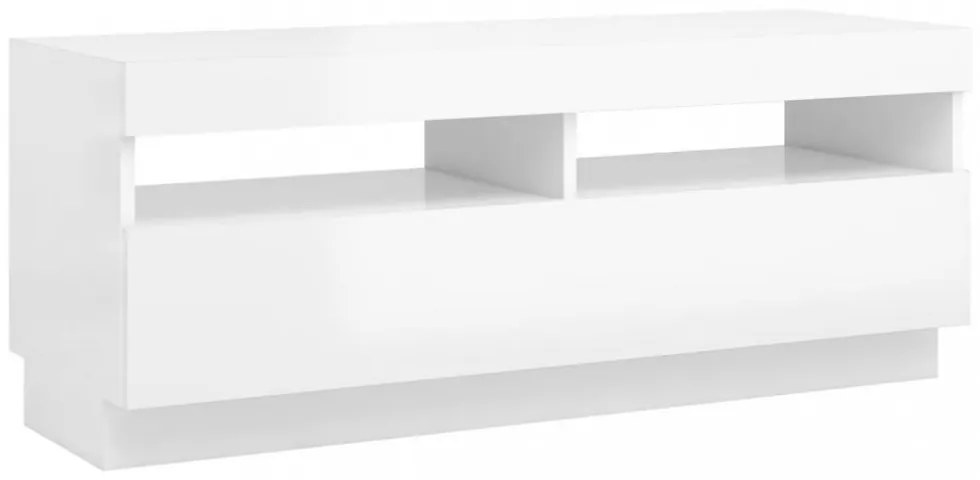 magasfényű fehér TV-szekrény LED-lámpákkal 100 x 35 x 40 cm