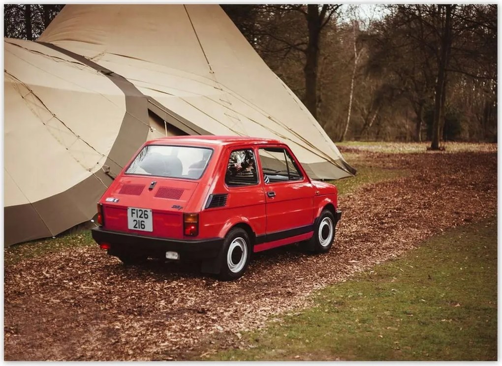 Fotótapéta 254x184 Piros kisgyermek Fiat 126p