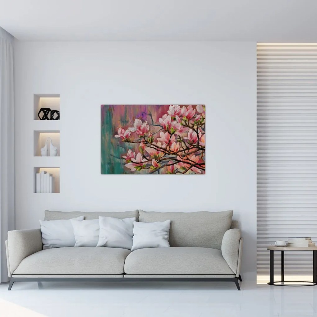 Kép - olajfestmény, virágzó Sakura (90x60 cm)