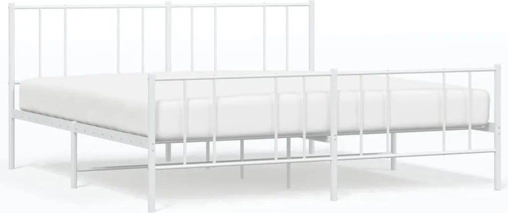 vidaXL fehér fém ágykeret fej- és lábtámlával 193 x 203 cm