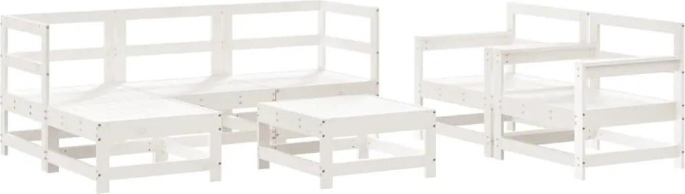 vidaXL 7 részes fehér tömör fenyőfa kerti ülőgarnitúra