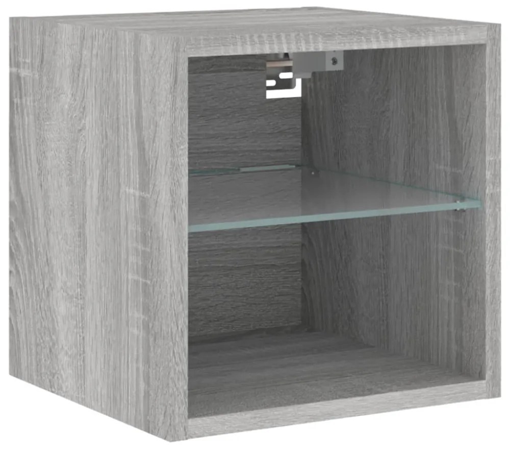 szürke sonoma színű fali TV-szekrény LED-ekkel 30x28,5x30 cm