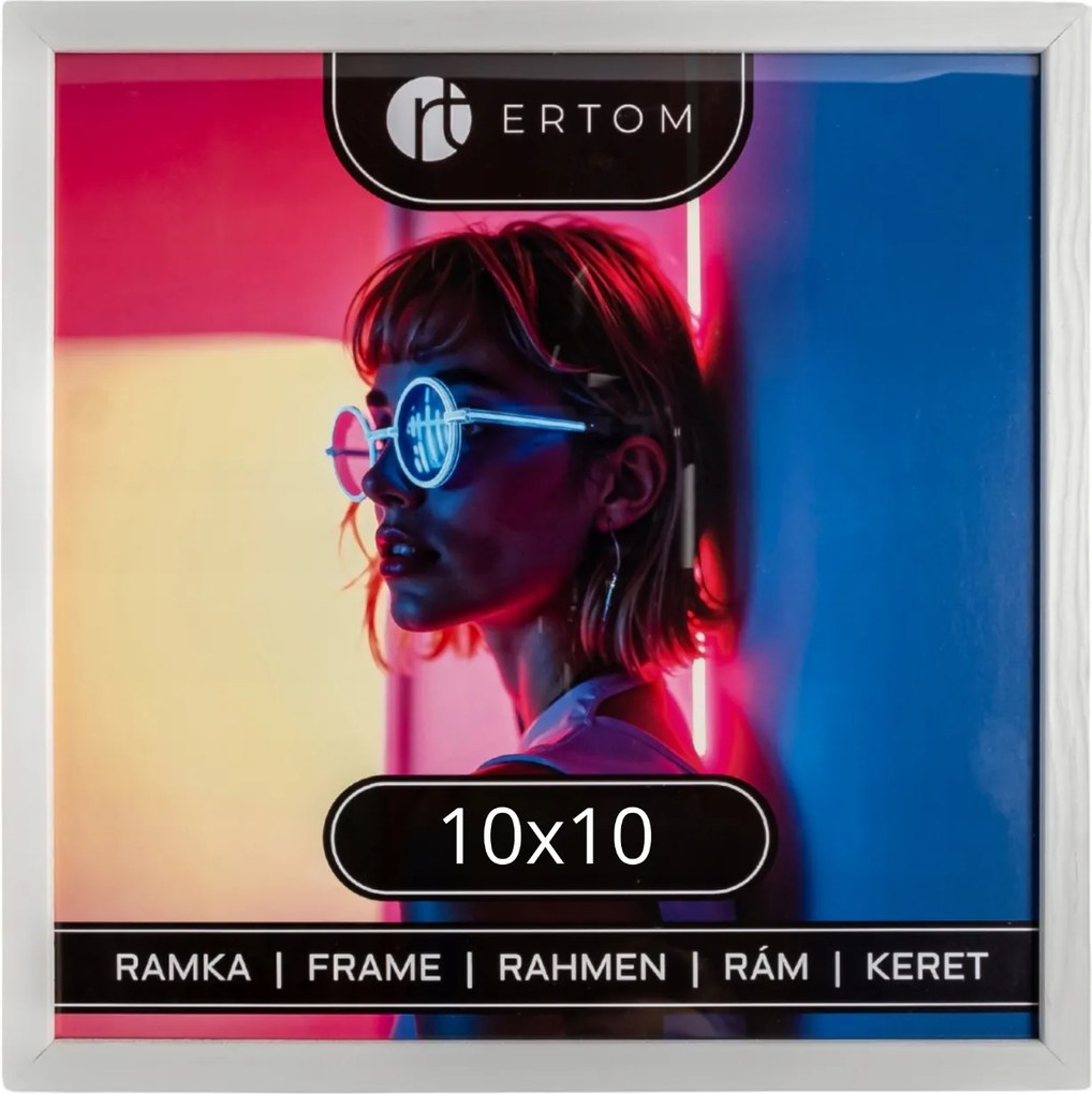 Fa képkeret 10x10 üveg fehér négyzet alakú