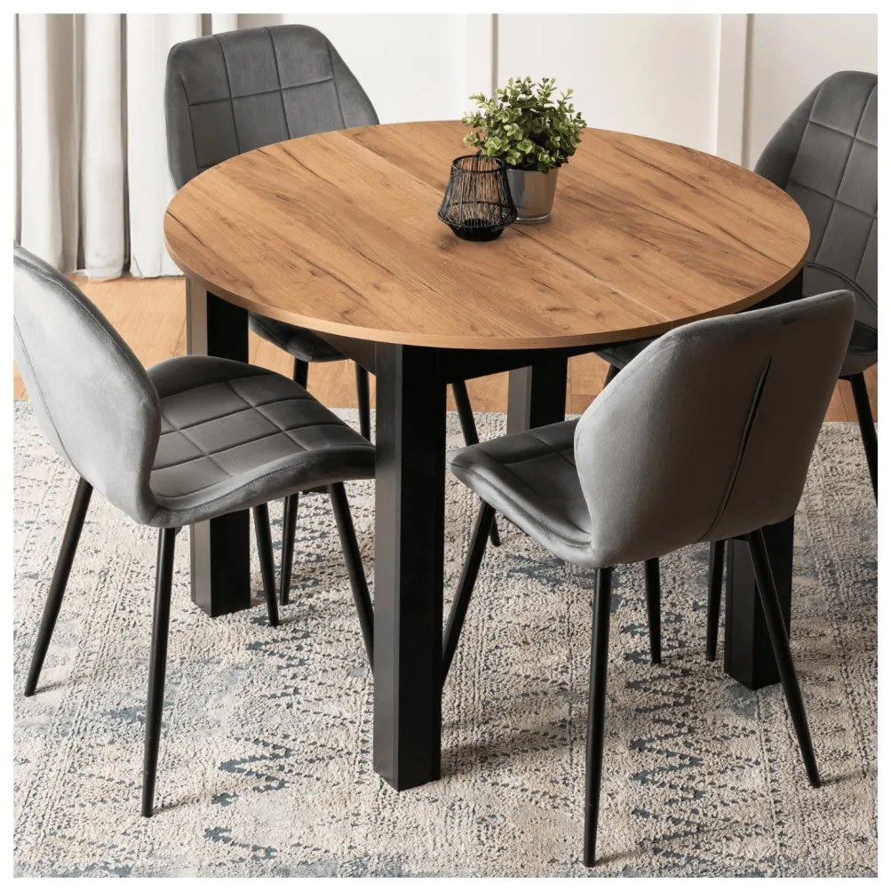 Bővíthető Étkezőasztal Kézműves Tölgy/Fekete Színben. JAMES 103-223 cm