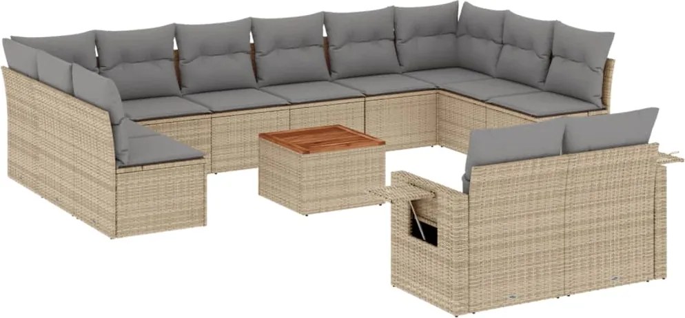 vidaXL 13részes vegyes bézs polyrattan kerti ülőgarnitúra párnákkal