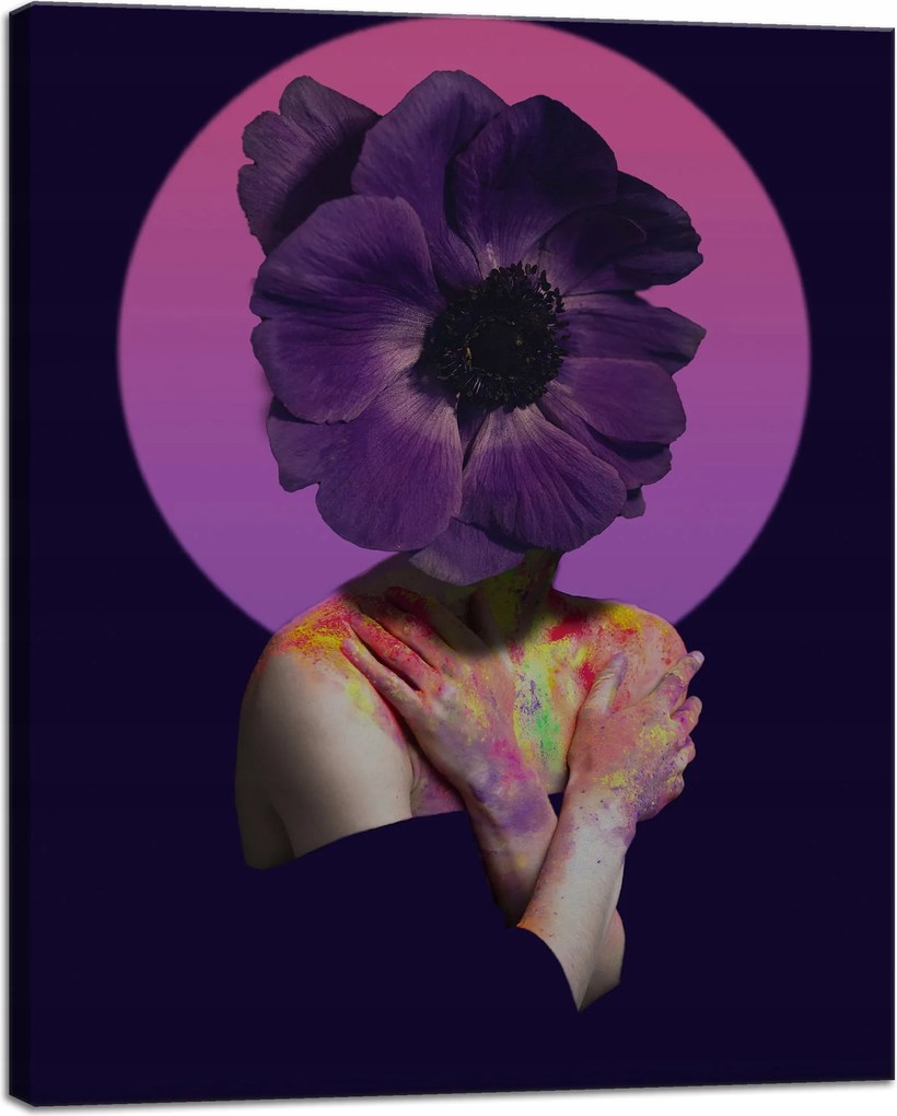 Vászonkép Lila Virág Lány Színek 40x50 cm