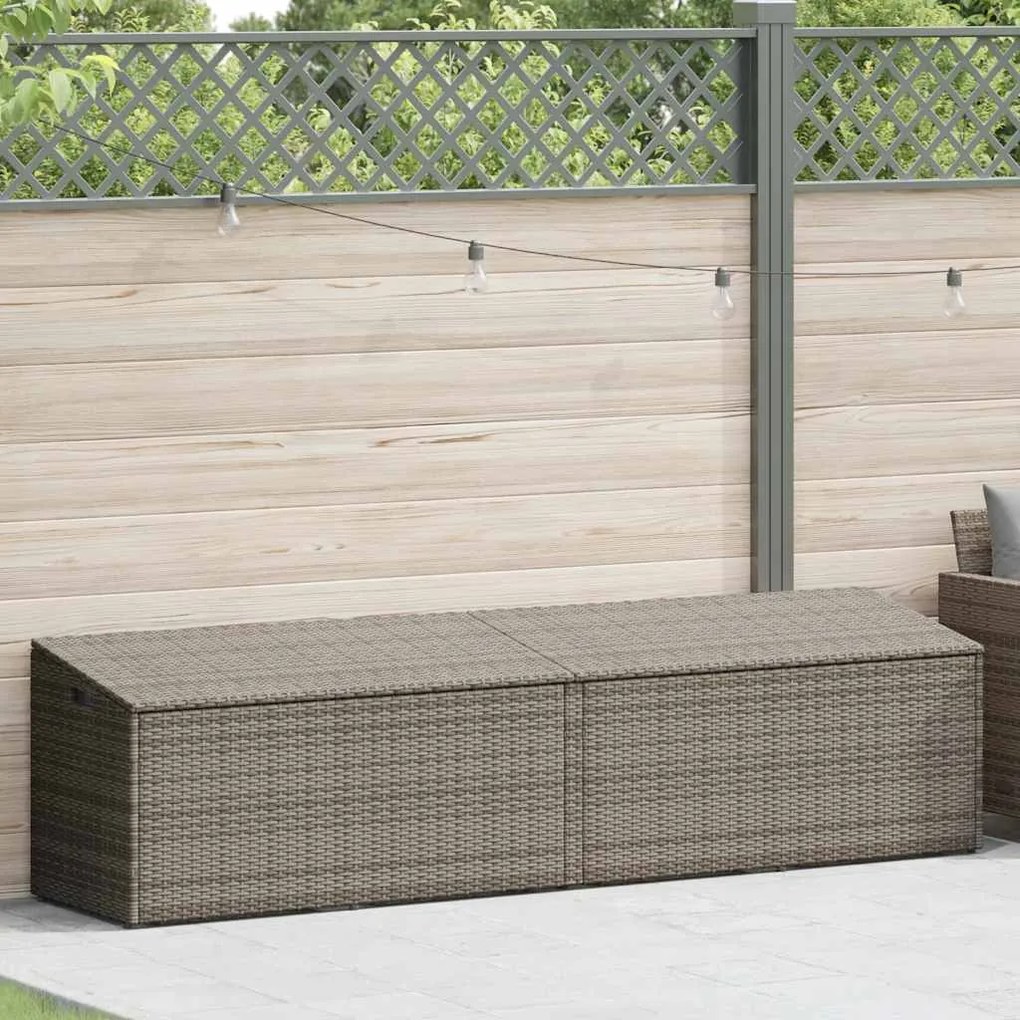 vidaXL szürke polyrattan kerti tárolóláda 220x50x58 cm