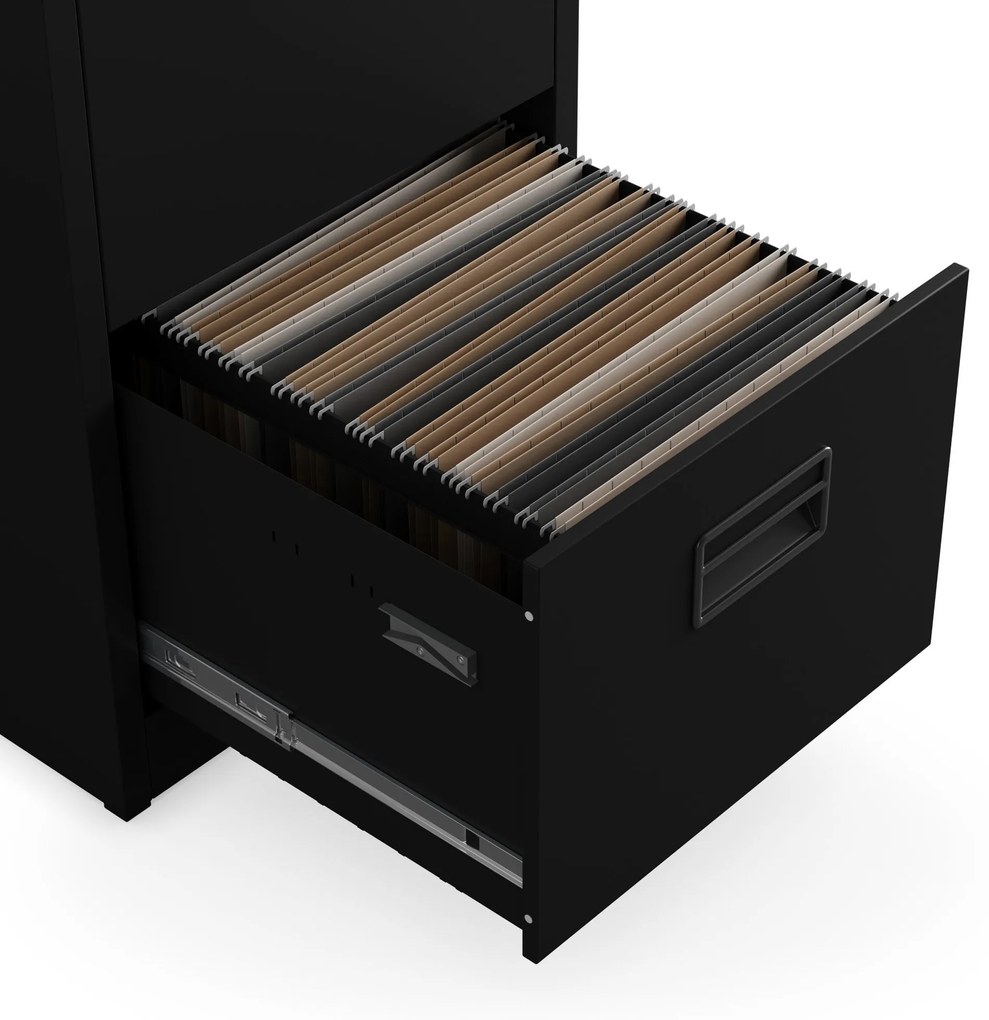 Fém irattartó szekrény, 4 fiókos SARA V4, 460 x 1320 x 620 mm, fekete