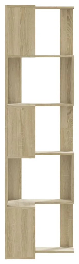 5 szintes sonoma tölgy szerelt fa sarok könyvespolc 50x50x179cm