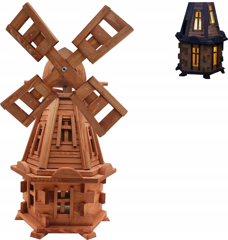 85 cm-es kerti szélmalom LED-es napelemes világítással