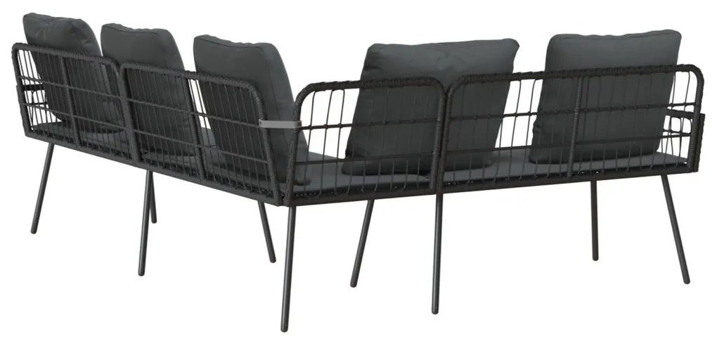 L-alakú kanapé Fekete 231x173x78 cm Polirattan