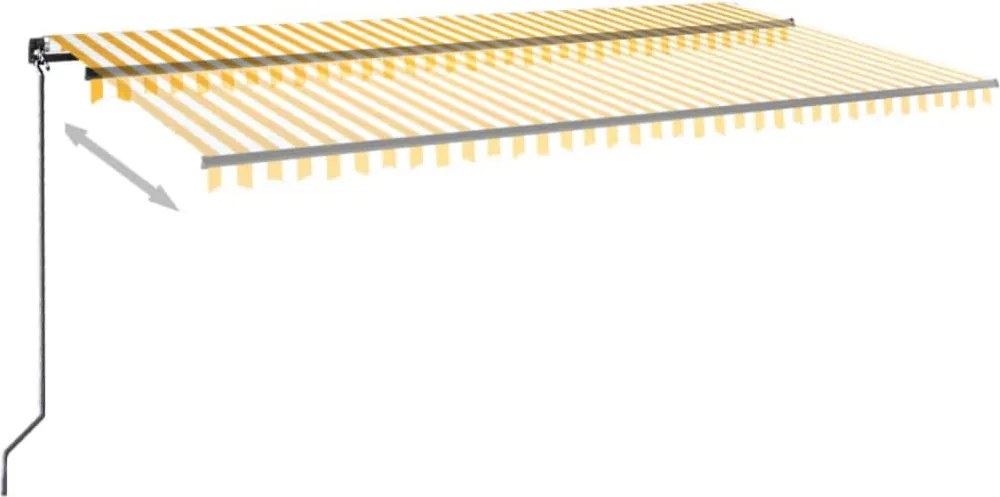Sárga és fehér kézzel kihúzható napellenző 600 x 350 cm