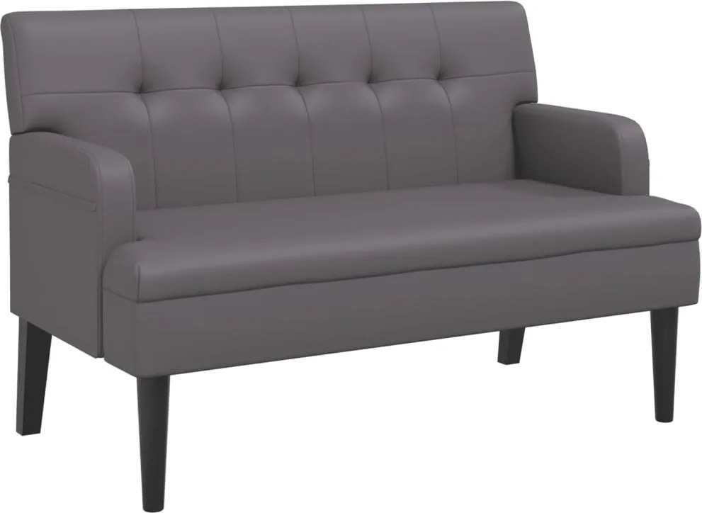 vidaXL szürke műbőr pad háttámlával 112x65,5x75 cm