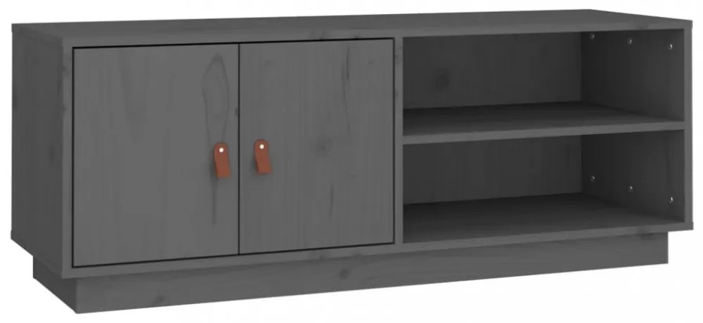 szürke tömör fenyőfa TV-szekrény 105x34x40 cm