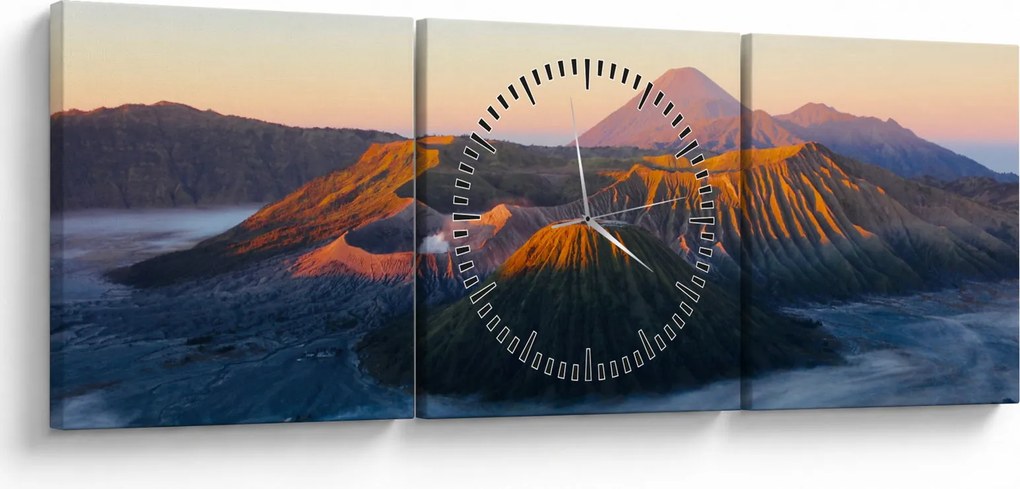 Kép a Bromo-hegyről Indonéziában (órával) (90x30 cm)