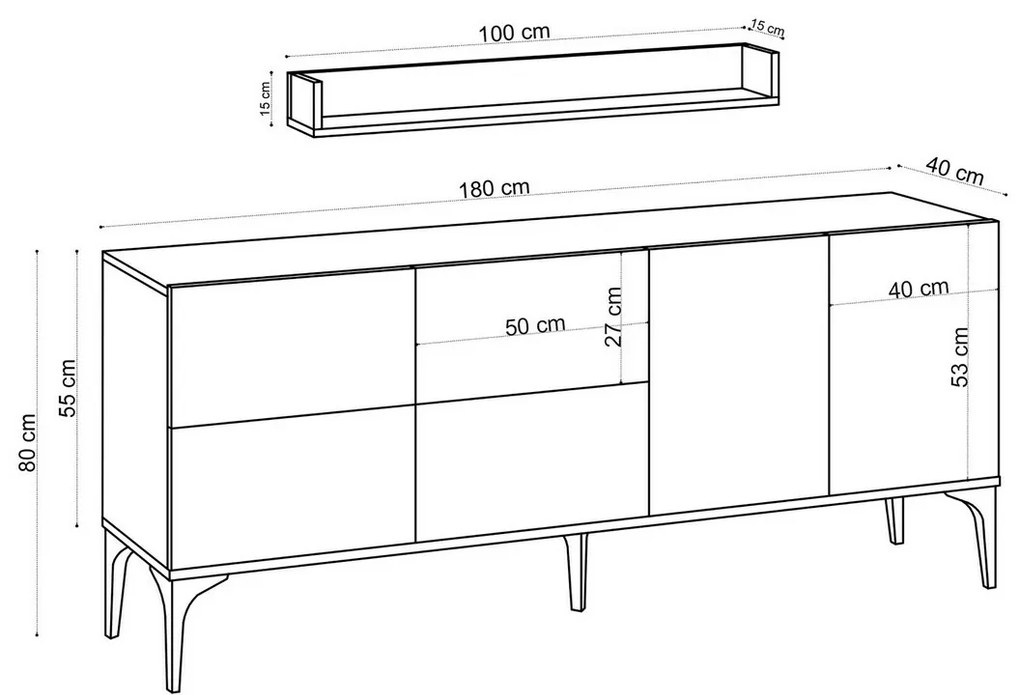 Lucky White and Black szekrény polccal