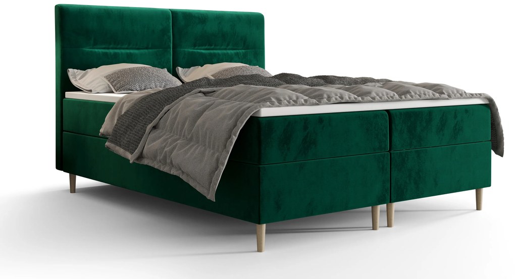Franciaágy  Boxspring 140 cm Saruta (oliva) (matraccal és tárolóhellyel). 1047355