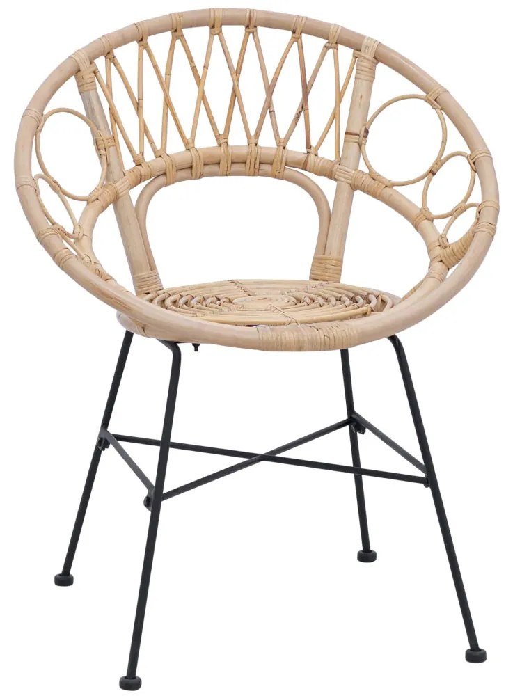 Étkezőszék 2 pcs Természetes 65 x 55,5 x 81 cm Rattan és Vas
