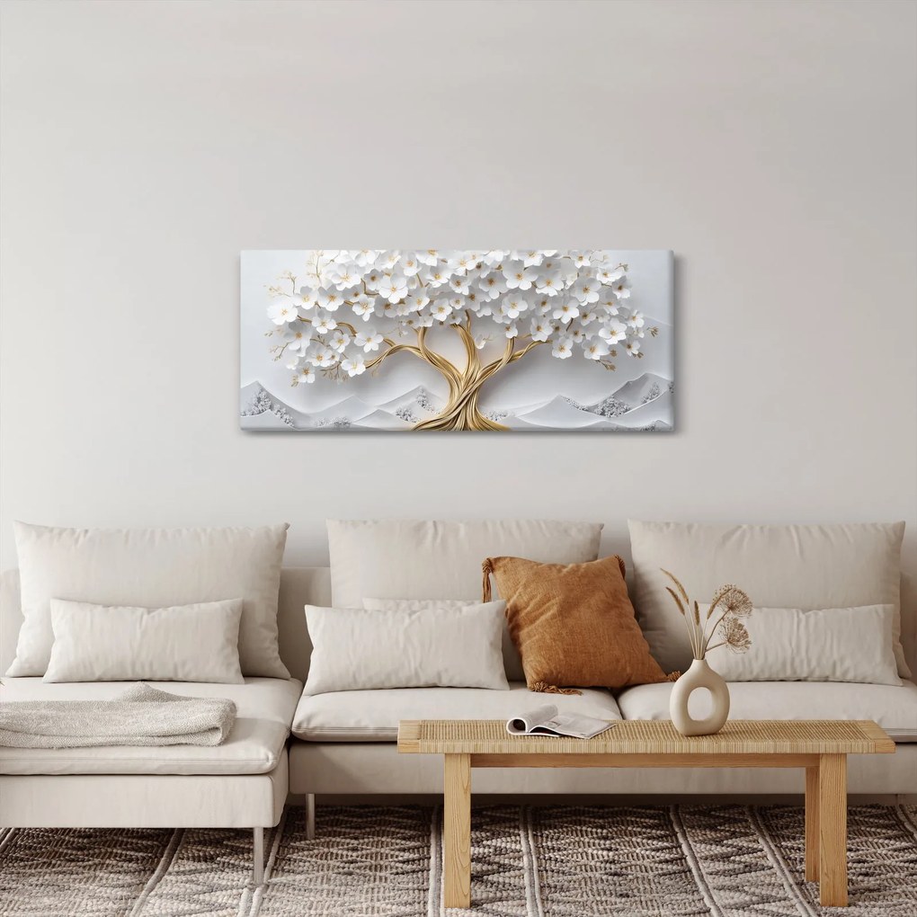 Kép – 3D elegáns életfa virágokkal (120x50 cm)