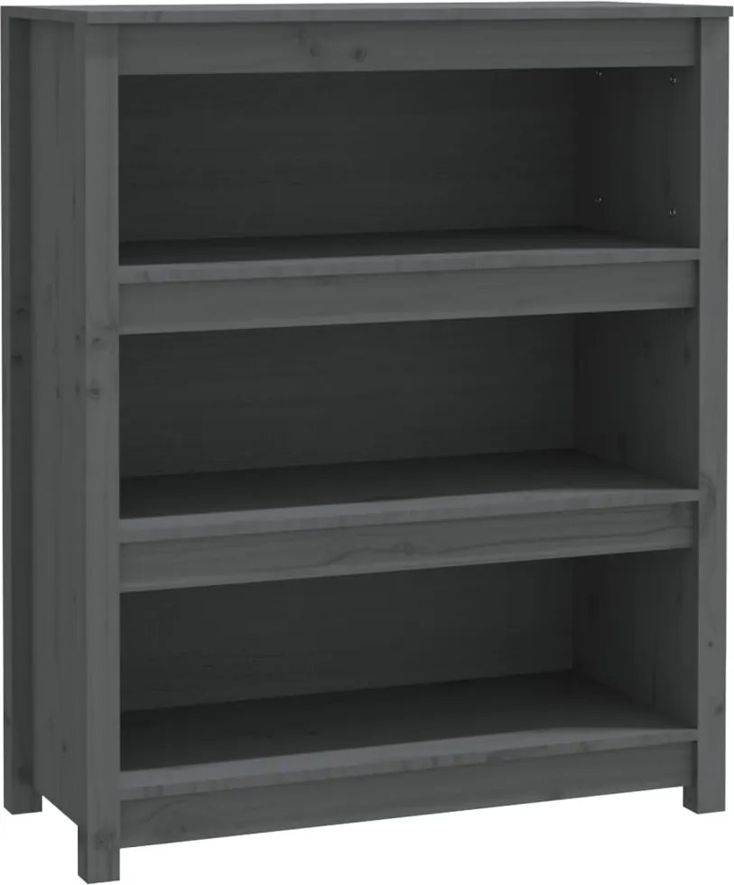 vidaXL szürke tömör fenyőfa könyvszekrény 80x35x97 cm