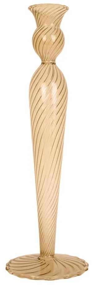 Swirl világosbarna üveg gyertyatartó, magasság 26,5 cm - PT LIVING