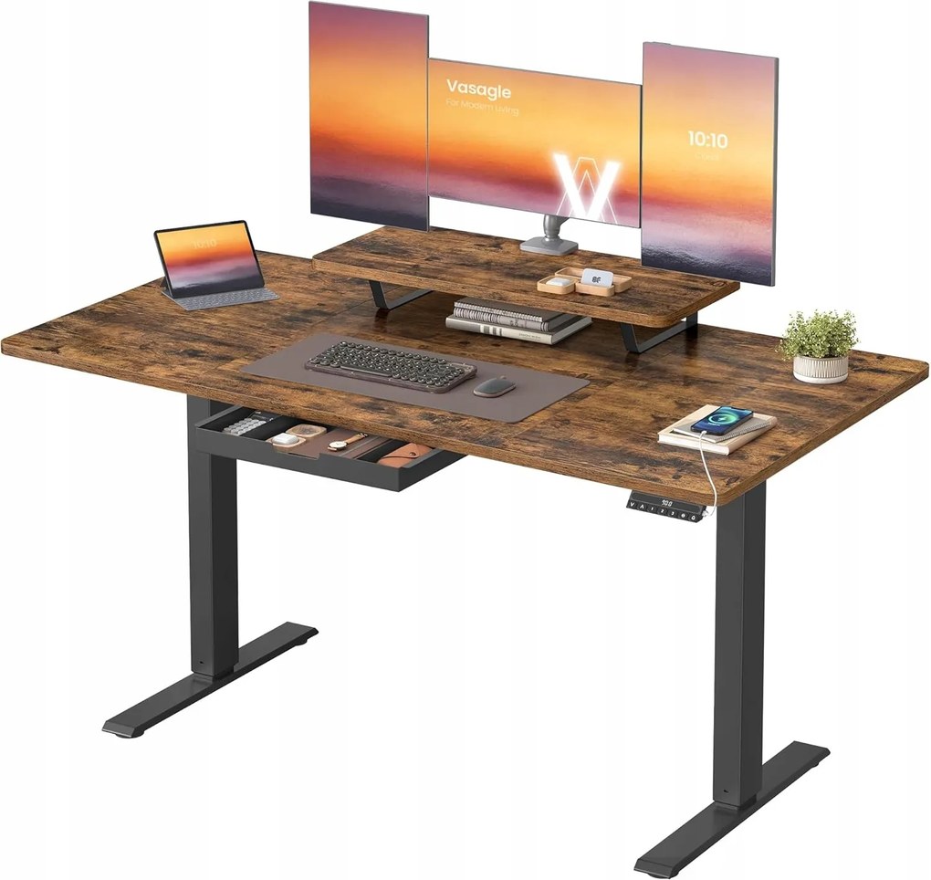 Téglalap alakú íróasztal Songmics 140 x 70 x 120 cm barna árnyalatok