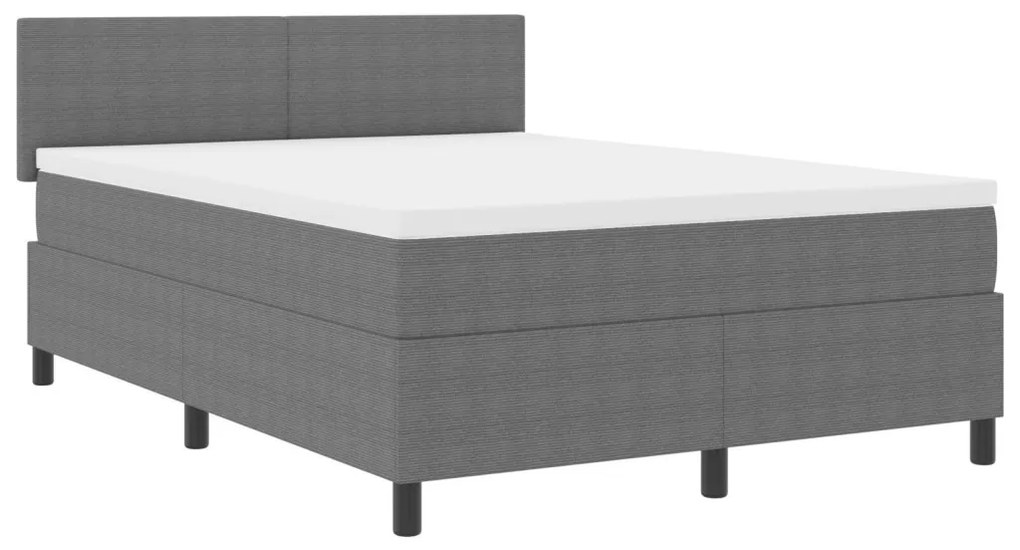 Box Spring Ágy matraccal Szürke 140x200 cm Kordbársony