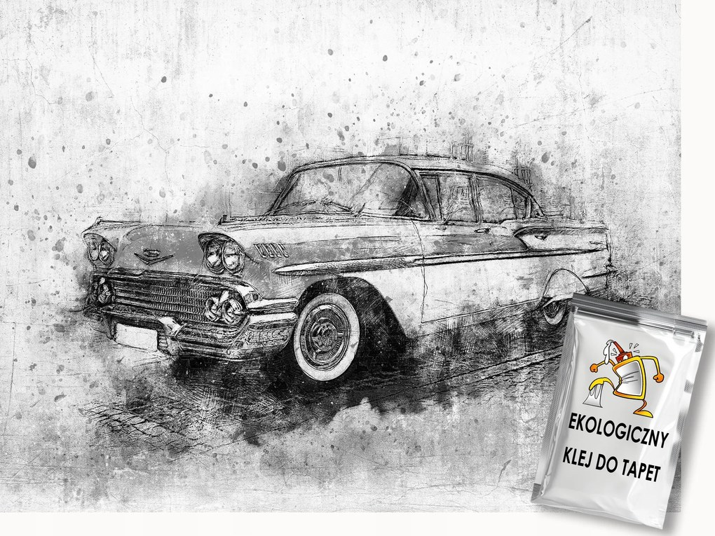 Fotótapéta Flizelina Szállítás Auto Retro Beton Akvarell 250x175 ragasztó