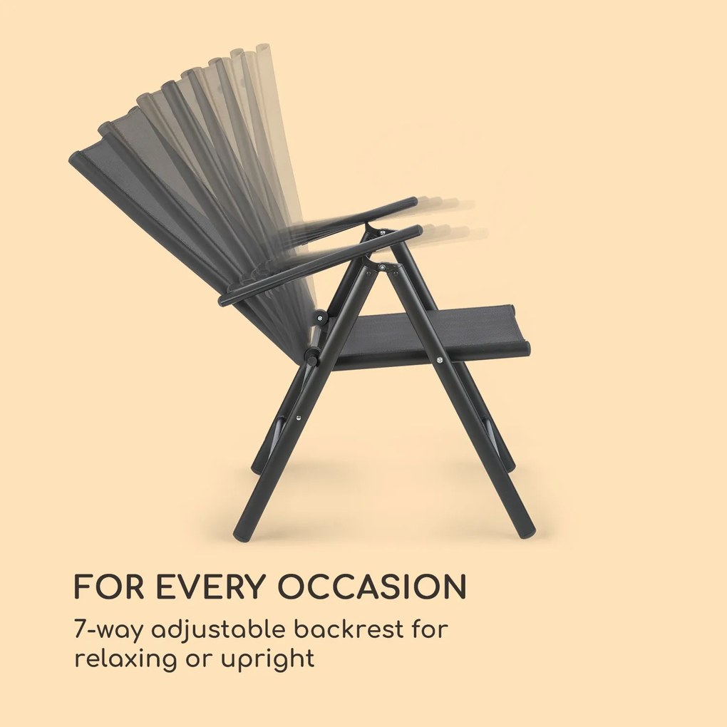 Blumfeldt Almeria garden chair, összecsukható szék, 2 darabos szett, 56,5 x 107 x 68 cm, comfortmesh, antracit