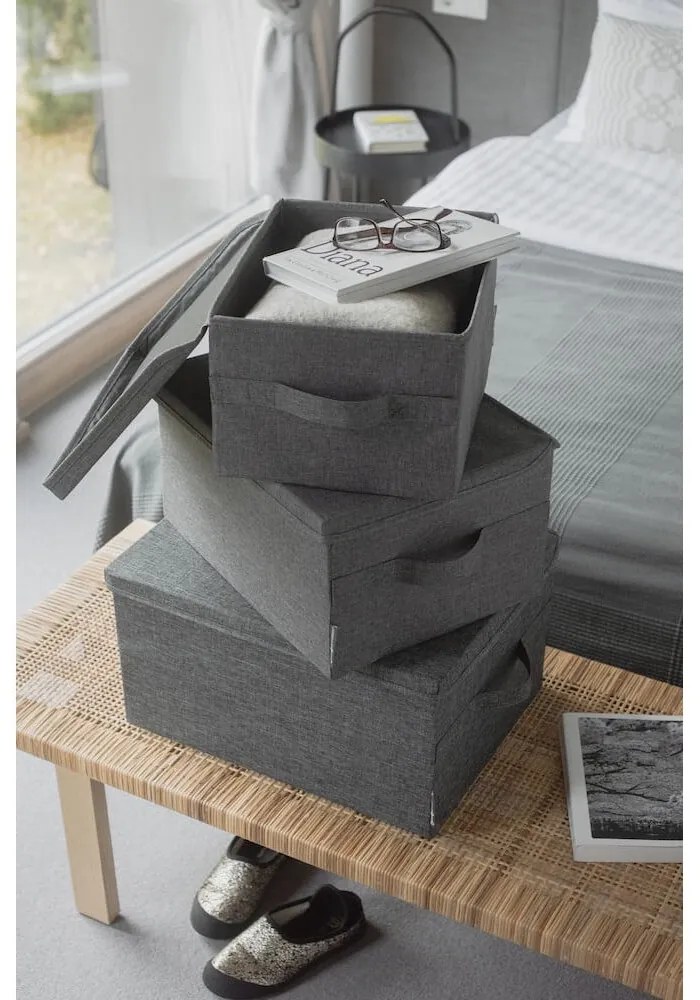 Szürke fedeles textil tárolódoboz 35x26x19 cm Soft Storage – Bigso