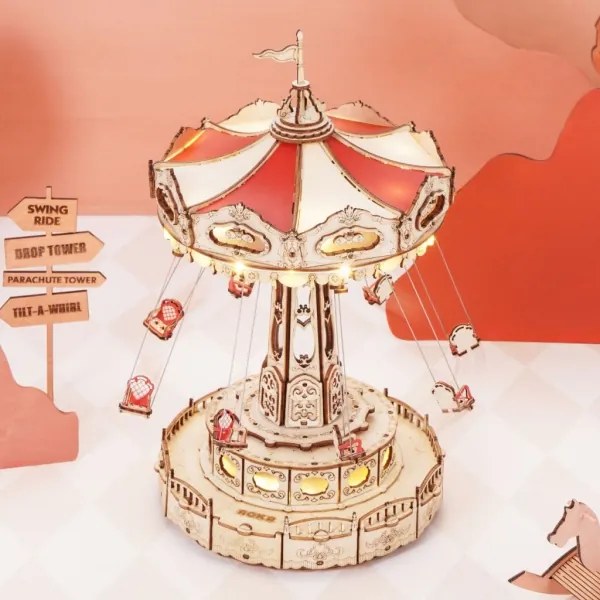 RoboTime - 3D zenedoboz puzzle Láncos körhinta 3xAAA