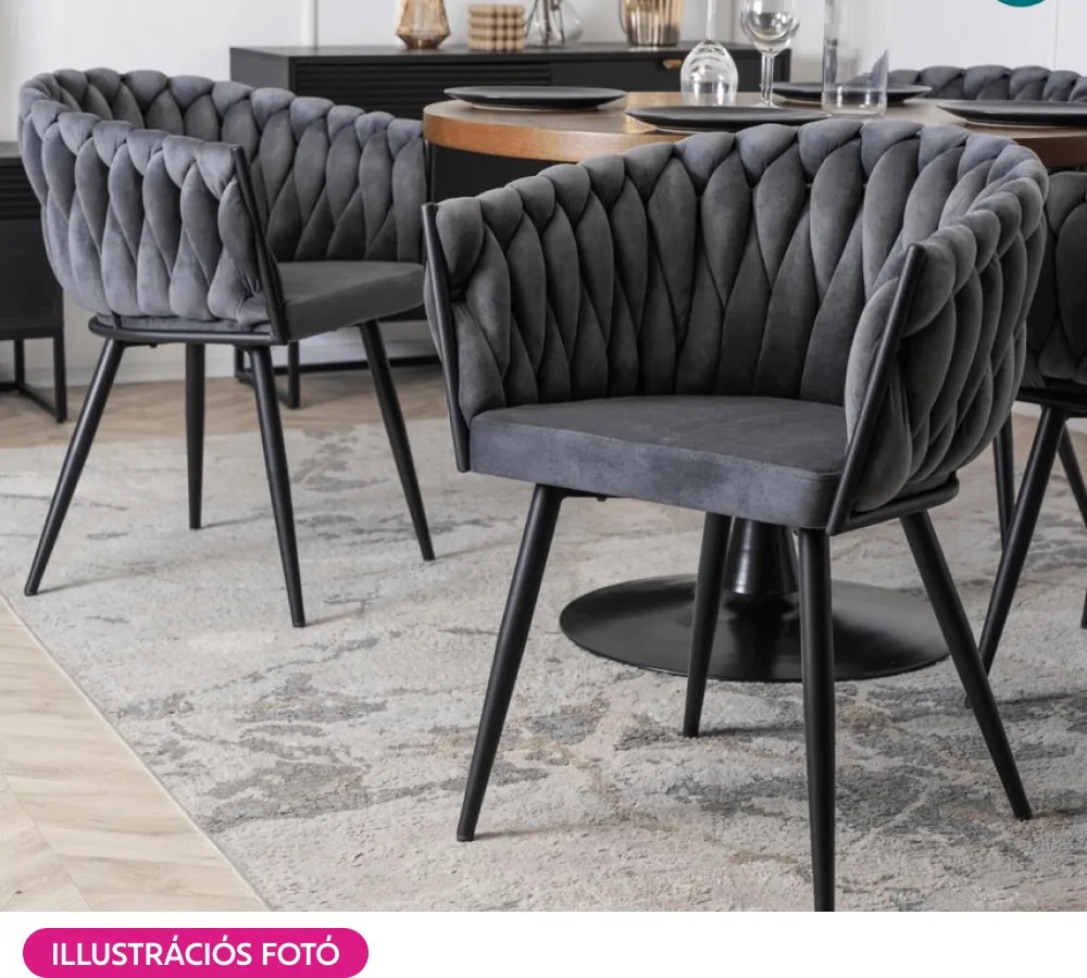 Étkezőszék, sötétszürke Velvet szövet/fekete, BLER