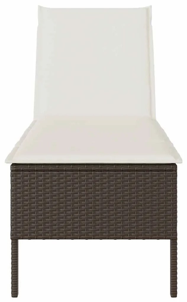 barna polyrattan napozóágy párnával 55x200x44 cm
