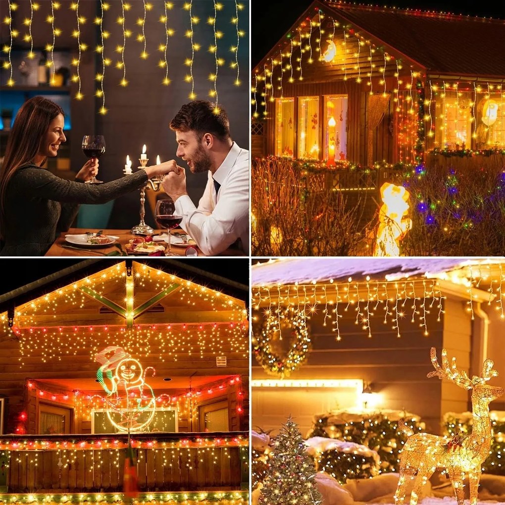 Fényfüggöny Kerti Lámpák Kültéri Vízálló Jégcsapok 600 Led 15M