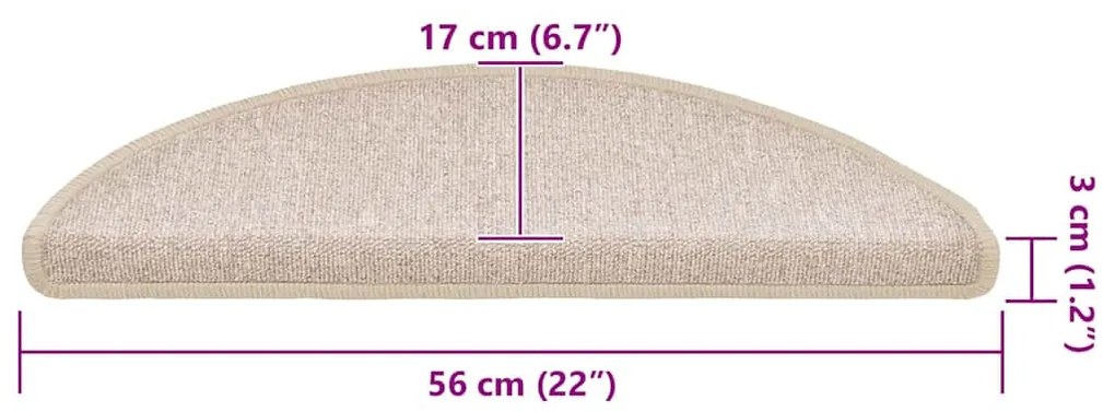 20 db lépcsőszőnyeg 56 x 17 x 3 cm bézs félkör alakú