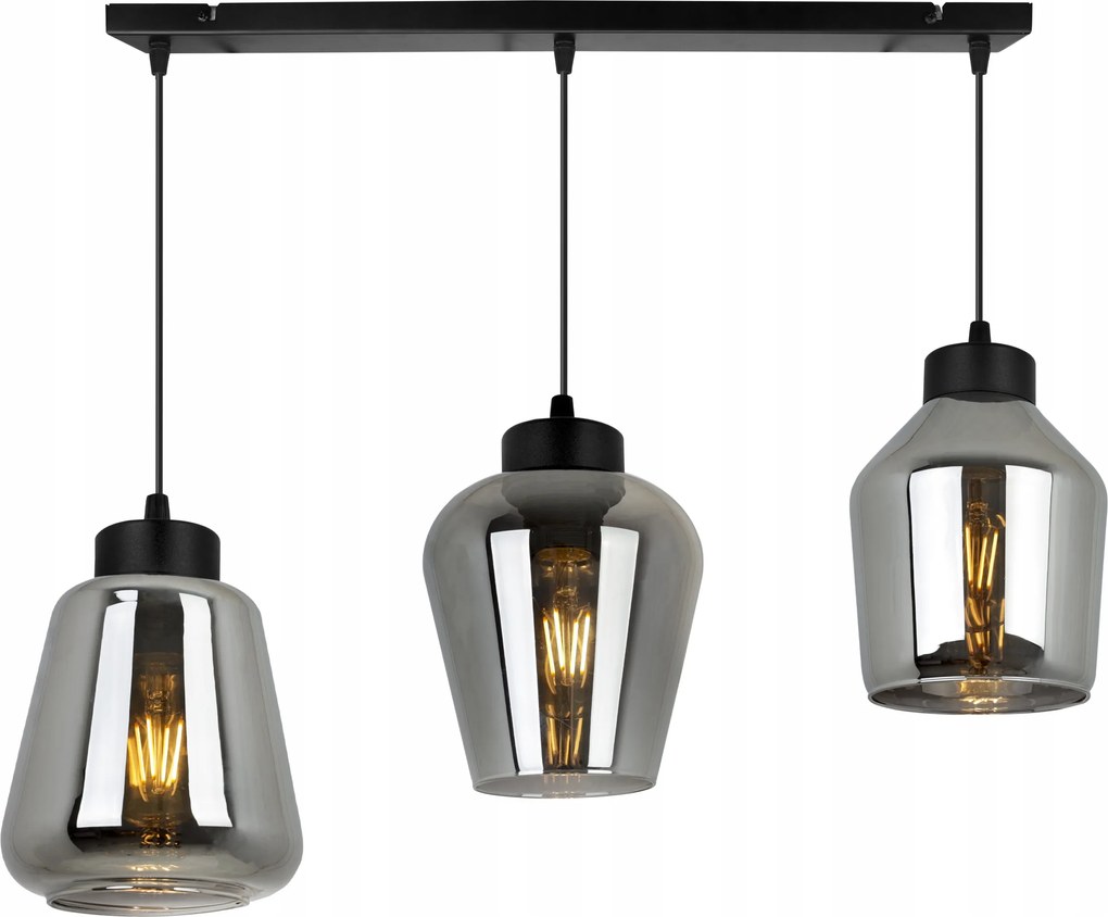 Mennyezeti Lámpa Lógó Csillár Fekete Hármas Loft Üveg Asztal Sziget