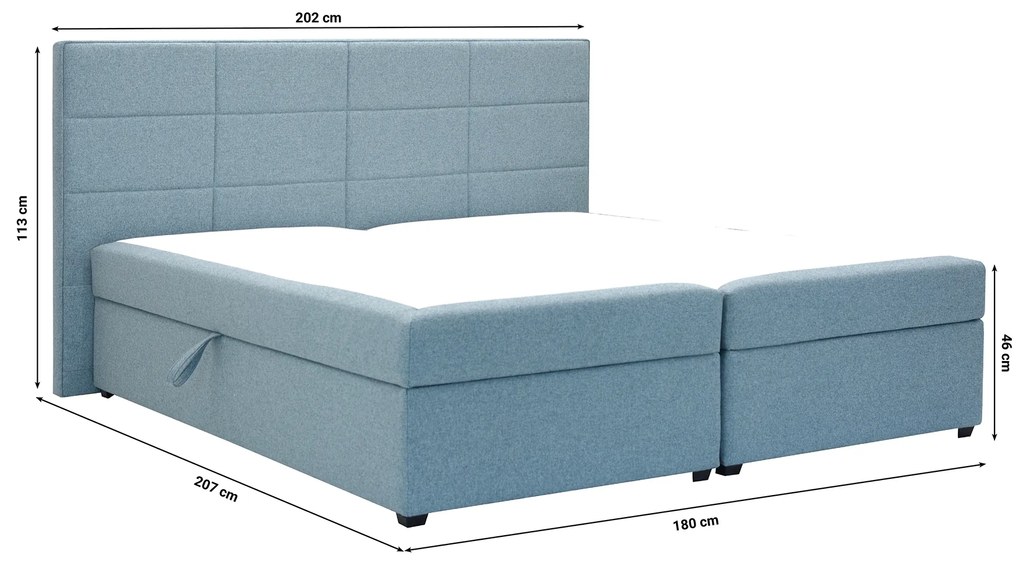 Franciaágy Boxspring 180 cm Revenant (kék) (ágyráccsal és matraccal) (tárolóhellyel). 1098562