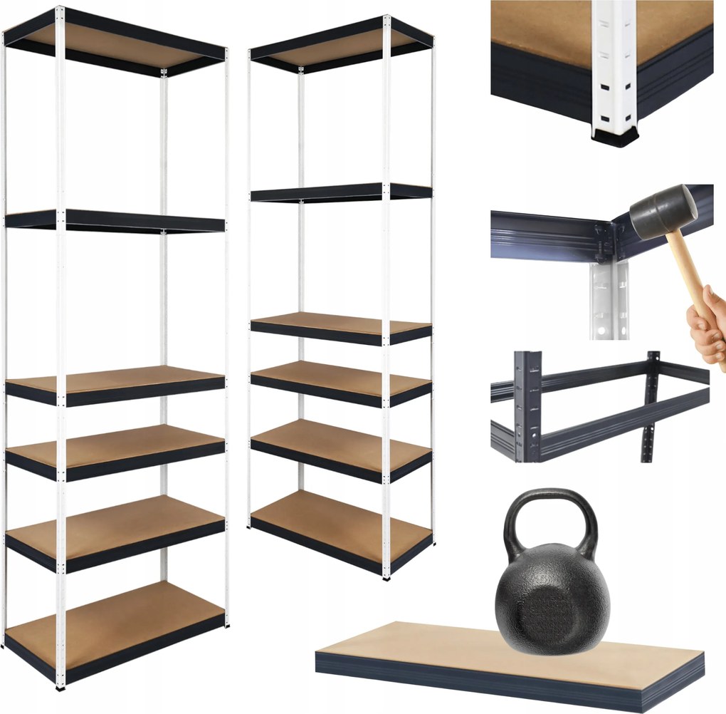 Tárolószekrény fém állvány Helios 213x30x30cm 6Px175kg Tömör