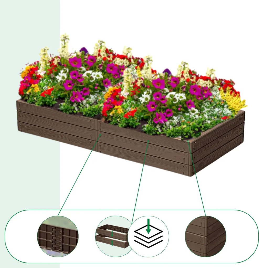 WOODY magaságyás, 149x75,6x25cm, barna Prosperplast