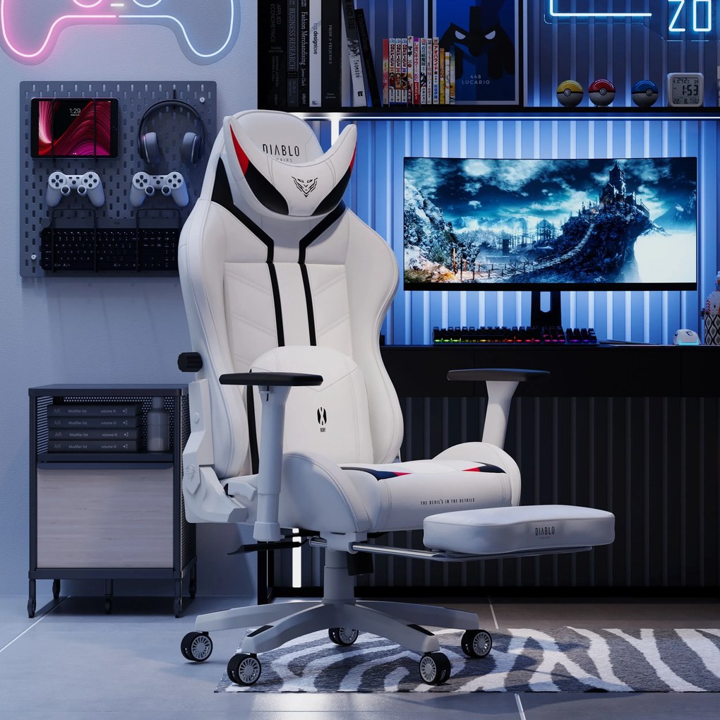 Gamer szék műbőr Normal Size, fehér-fekete: Diablo X-Ray 2.0