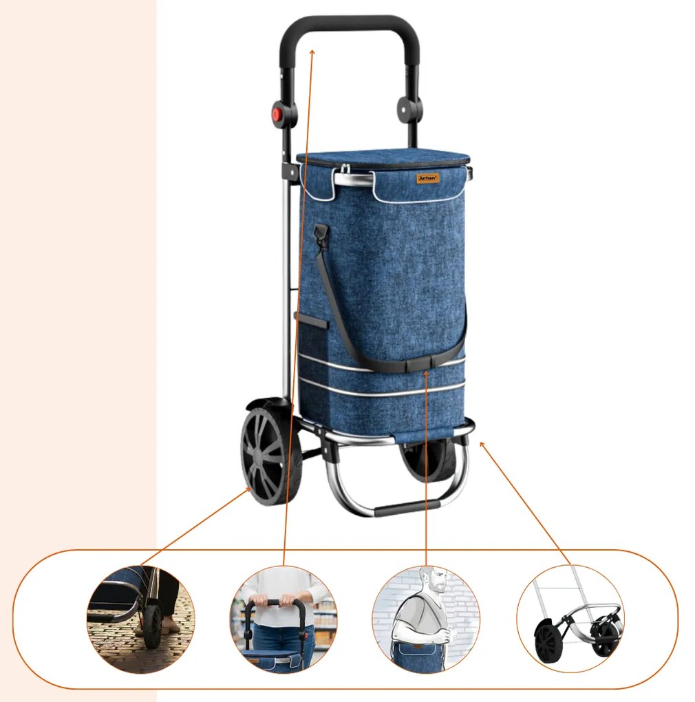 EASY bevásárlótáska kerekekkel, 50l, kék Jurhan