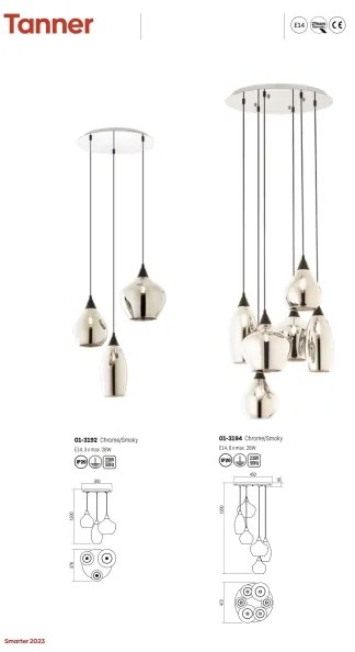 Redo 01-3194 - Csillár zsinóron TANNER 6xE14/28W/230V átm. 47,2 cm